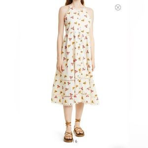 FARM RIO Cross Stitch Flowers Midi Dress NWT